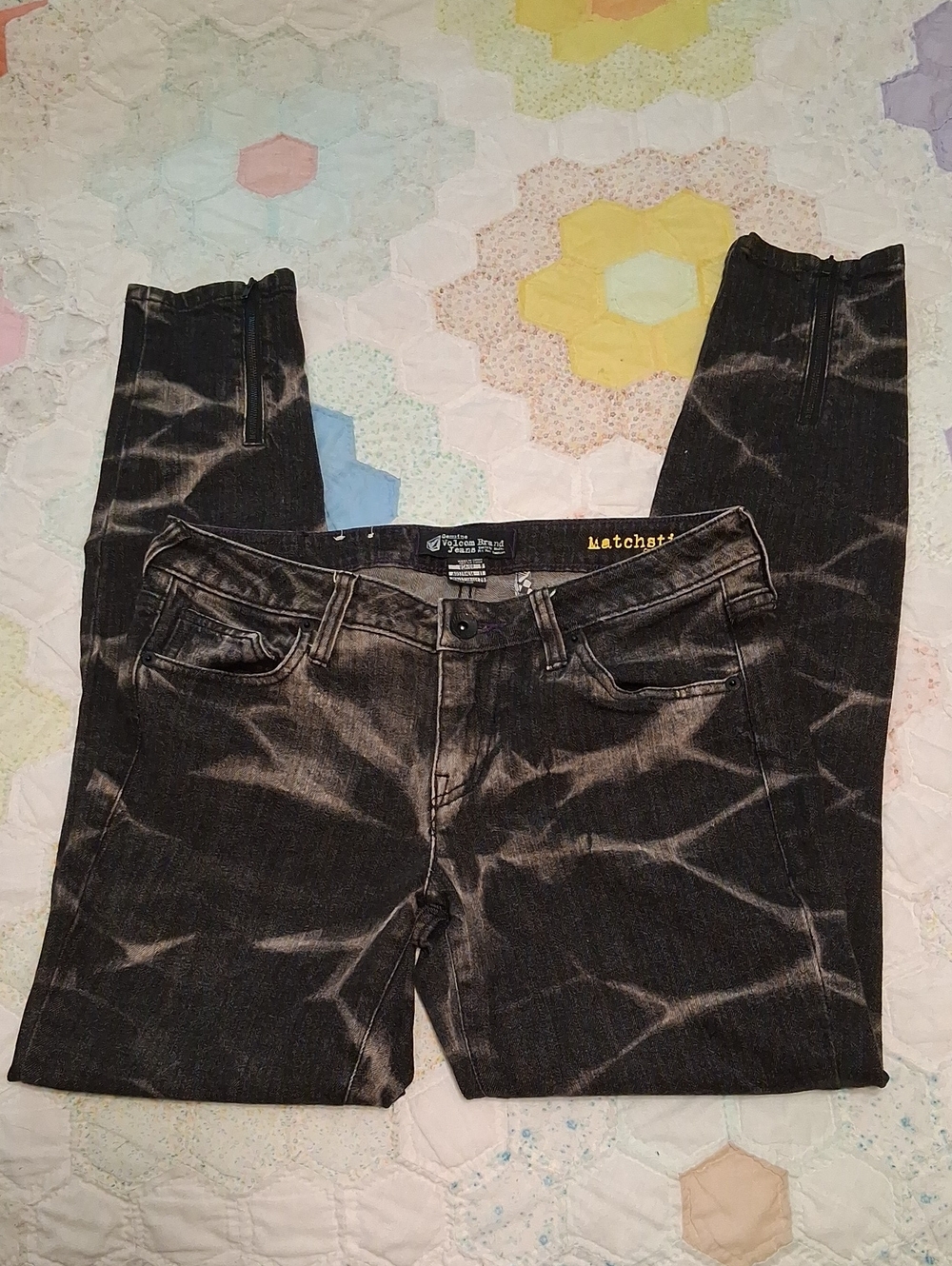 Volcom Black Tie-Dye Skinny Jeans